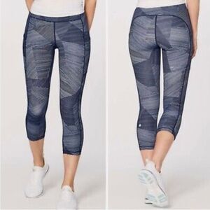 Lululemon Speed Up Crop 21"‎ Etch Hail Midnight Navy Size 4